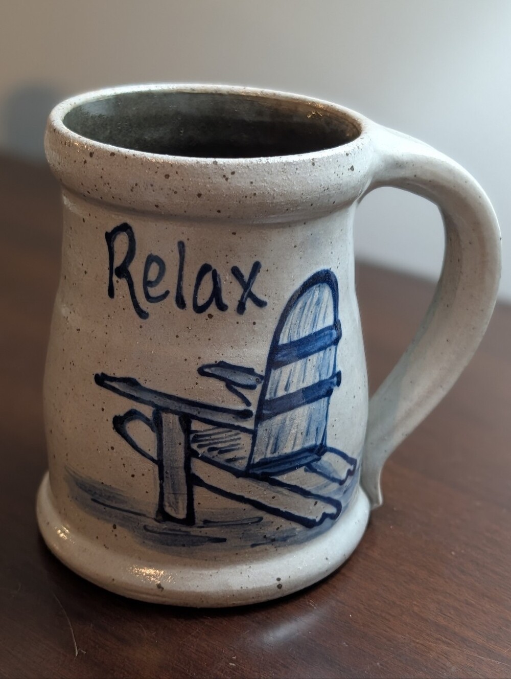 Rowe Pottery Works Salt Glaze Relax Adirondack Mug